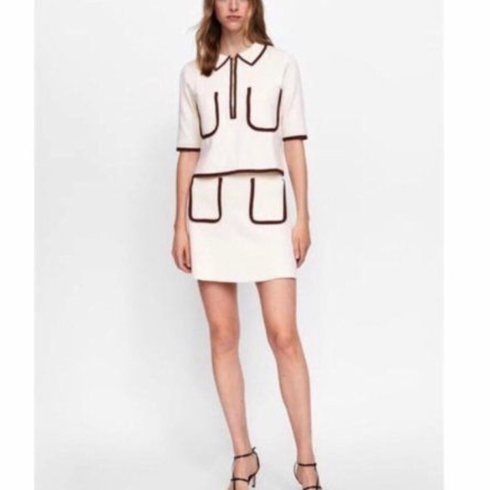 BLACK Zara Matching Co-Ord Set Shirt and Skirt